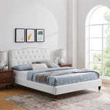 Modway Furniture Amber Performance Velvet Queen Platform Bed 0423 White MOD-6776-WHI