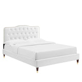 Modway Furniture Amber Performance Velvet Queen Platform Bed 0423 White MOD-6776-WHI