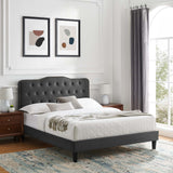 Modway Furniture Amber Performance Velvet Queen Platform Bed 0423 Charcoal MOD-6777-CHA