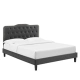 Modway Furniture Amber Performance Velvet Queen Platform Bed 0423 Charcoal MOD-6777-CHA