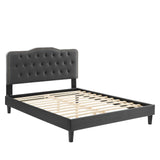 Modway Furniture Amber Performance Velvet Queen Platform Bed 0423 Charcoal MOD-6777-CHA