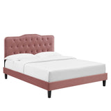 Modway Furniture Amber Performance Velvet Queen Platform Bed 0423 Dusty MOD-6777-DUS