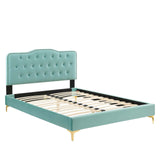 Modway Furniture Amber Tufted Performance Velvet Twin Platform Bed 0423 Mint MOD-6778-MIN
