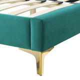 Modway Furniture Amber Tufted Performance Velvet Twin Platform Bed 0423 Teal MOD-6778-TEA