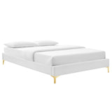 Modway Furniture Amber Tufted Performance Velvet Twin Platform Bed 0423 White MOD-6778-WHI