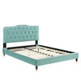 Modway Furniture Amber Performance Velvet Twin Platform Bed 0423 Mint MOD-6779-MIN