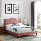 Modway Furniture Amber Performance Velvet Twin Platform Bed 0423 Dusty Rose MOD-6780-DUS