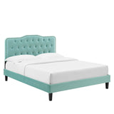 Modway Furniture Amber Performance Velvet Twin Platform Bed 0423 Mint MOD-6780-MIN