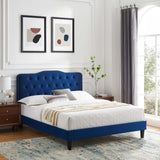 Modway Furniture Amber Performance Velvet Twin Platform Bed 0423 Navy MOD-6780-NAV