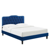 Modway Furniture Amber Performance Velvet Twin Platform Bed 0423 Navy MOD-6780-NAV