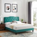 Modway Furniture Amber Performance Velvet Twin Platform Bed 0423 Teal MOD-6780-TEA