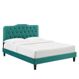 Modway Furniture Amber Performance Velvet Twin Platform Bed 0423 Teal MOD-6780-TEA