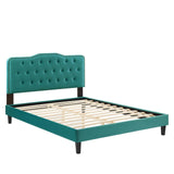 Modway Furniture Amber Performance Velvet Twin Platform Bed 0423 Teal MOD-6780-TEA