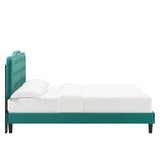 Modway Furniture Amber Performance Velvet Twin Platform Bed 0423 Teal MOD-6780-TEA