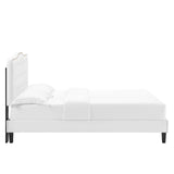 Modway Furniture Amber Performance Velvet Twin Platform Bed 0423 White MOD-6780-WHI