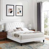 Modway Furniture Amber Tufted Performance Velvet King Platform Bed 0423 White MOD-6786-WHI