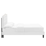 Modway Furniture Amber Tufted Performance Velvet King Platform Bed 0423 White MOD-6786-WHI