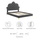 Modway Furniture Sasha Button-Tufted Performance Velvet Twin Bed 0423 Charcoal MOD-6787-CHA