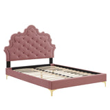 Modway Furniture Sasha Button-Tufted Performance Velvet Twin Bed 0423 Dusty Rose MOD-6787-DUS