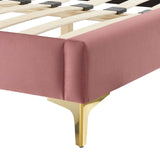 Modway Furniture Sasha Button-Tufted Performance Velvet Twin Bed 0423 Dusty Rose MOD-6787-DUS