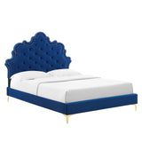 Modway Furniture Sasha Button-Tufted Performance Velvet Twin Bed 0423 Navy MOD-6787-NAV