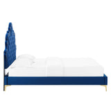 Modway Furniture Sasha Button-Tufted Performance Velvet Twin Bed 0423 Navy MOD-6787-NAV