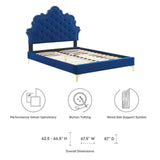 Modway Furniture Sasha Button-Tufted Performance Velvet Twin Bed 0423 Navy MOD-6787-NAV