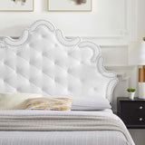 Modway Furniture Sasha Button-Tufted Performance Velvet Twin Bed 0423 White MOD-6787-WHI