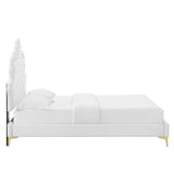 Modway Furniture Sasha Button-Tufted Performance Velvet Twin Bed 0423 White MOD-6787-WHI