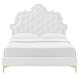 Modway Furniture Sasha Button-Tufted Performance Velvet Twin Bed 0423 White MOD-6787-WHI