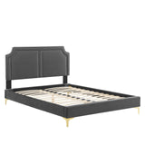 Modway Furniture Novi Performance Velvet Twin Bed 0423 Charcoal MOD-6788-CHA