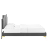 Modway Furniture Novi Performance Velvet Twin Bed 0423 Charcoal MOD-6788-CHA