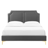 Modway Furniture Novi Performance Velvet Twin Bed 0423 Charcoal MOD-6788-CHA