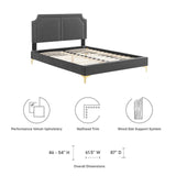 Modway Furniture Novi Performance Velvet Twin Bed 0423 Charcoal MOD-6788-CHA