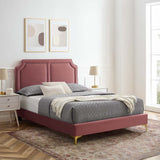 Modway Furniture Novi Performance Velvet Twin Bed 0423 Dusty Rose MOD-6788-DUS