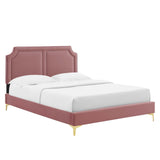 Modway Furniture Novi Performance Velvet Twin Bed 0423 Dusty Rose MOD-6788-DUS