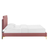 Modway Furniture Novi Performance Velvet Twin Bed 0423 Dusty Rose MOD-6788-DUS