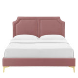 Modway Furniture Novi Performance Velvet Twin Bed 0423 Dusty Rose MOD-6788-DUS