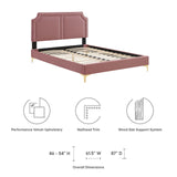 Modway Furniture Novi Performance Velvet Twin Bed 0423 Dusty Rose MOD-6788-DUS