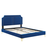 Modway Furniture Novi Performance Velvet Twin Bed 0423 Navy MOD-6788-NAV