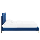 Modway Furniture Novi Performance Velvet Twin Bed 0423 Navy MOD-6788-NAV