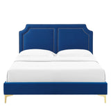 Modway Furniture Novi Performance Velvet Twin Bed 0423 Navy MOD-6788-NAV