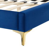 Modway Furniture Novi Performance Velvet Twin Bed 0423 Navy MOD-6788-NAV