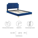 Modway Furniture Novi Performance Velvet Twin Bed 0423 Navy MOD-6788-NAV