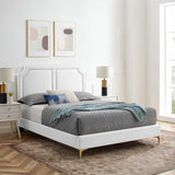 Modway Furniture Novi Performance Velvet Twin Bed 0423 White MOD-6788-WHI