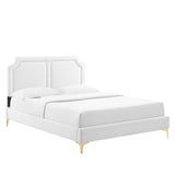 Modway Furniture Novi Performance Velvet Twin Bed 0423 White MOD-6788-WHI