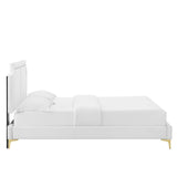 Modway Furniture Novi Performance Velvet Twin Bed 0423 White MOD-6788-WHI