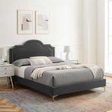 Modway Furniture Aviana Performance Velvet Twin Bed 0423 Charcoal MOD-6789-CHA