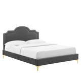 Modway Furniture Aviana Performance Velvet Twin Bed 0423 Charcoal MOD-6789-CHA