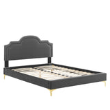 Modway Furniture Aviana Performance Velvet Twin Bed 0423 Charcoal MOD-6789-CHA